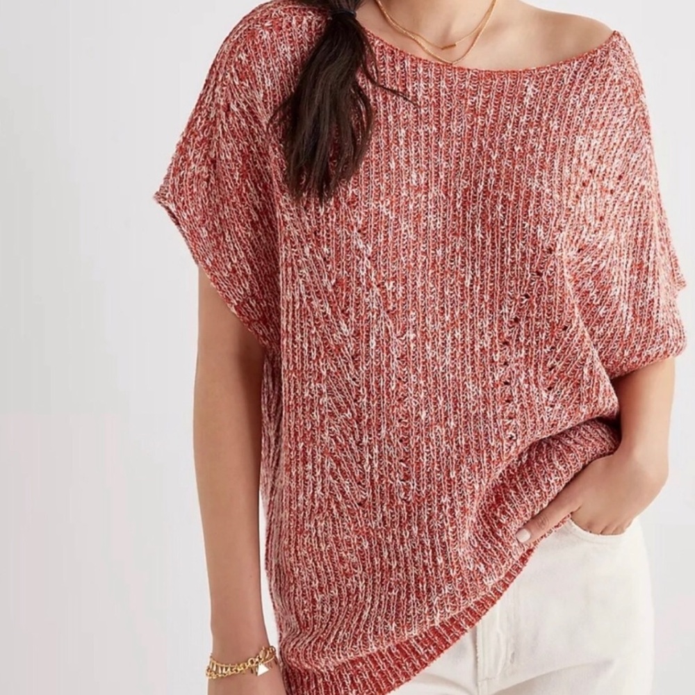 Anthropologie Pilcro Knit Tunic Longline Sweater Top Sz M Open Top Back